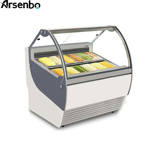 SS201 Anticorrosive Ice Cream Display Freezer Showcase Freestanding